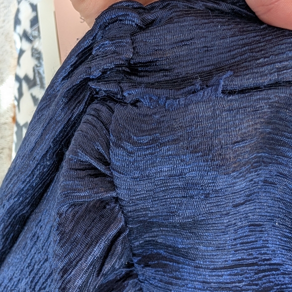 Topshop Premium Textured Jacquard Midi Dress Navy Blue Tiered Size 4 - Picture 11 of 11